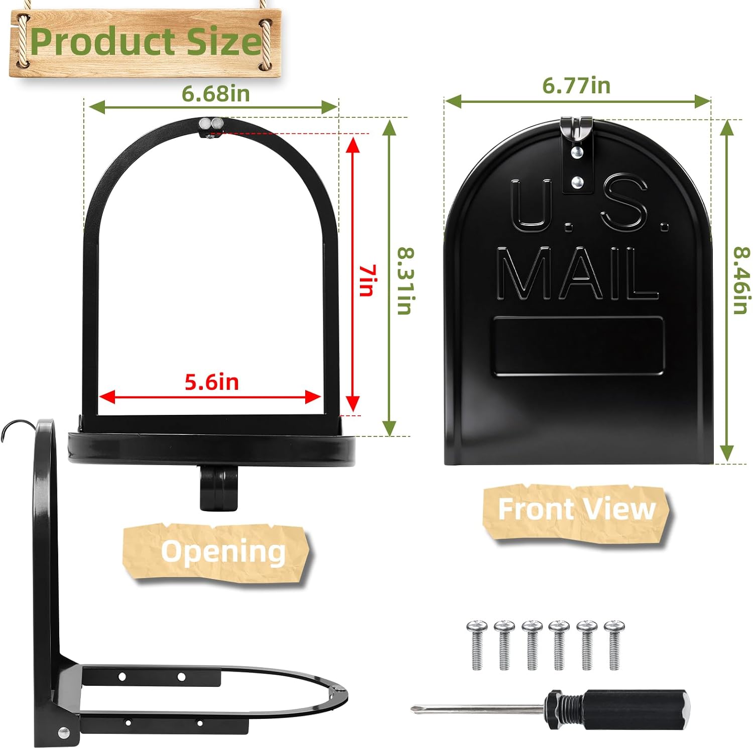 6 1/4 Inch (W) by 8 Inch (H) Mailbox Door Replacement Brick Mail Box Door,Snap-in Replacement Mailbox Door for Brick Standard Curbside Mailboxes