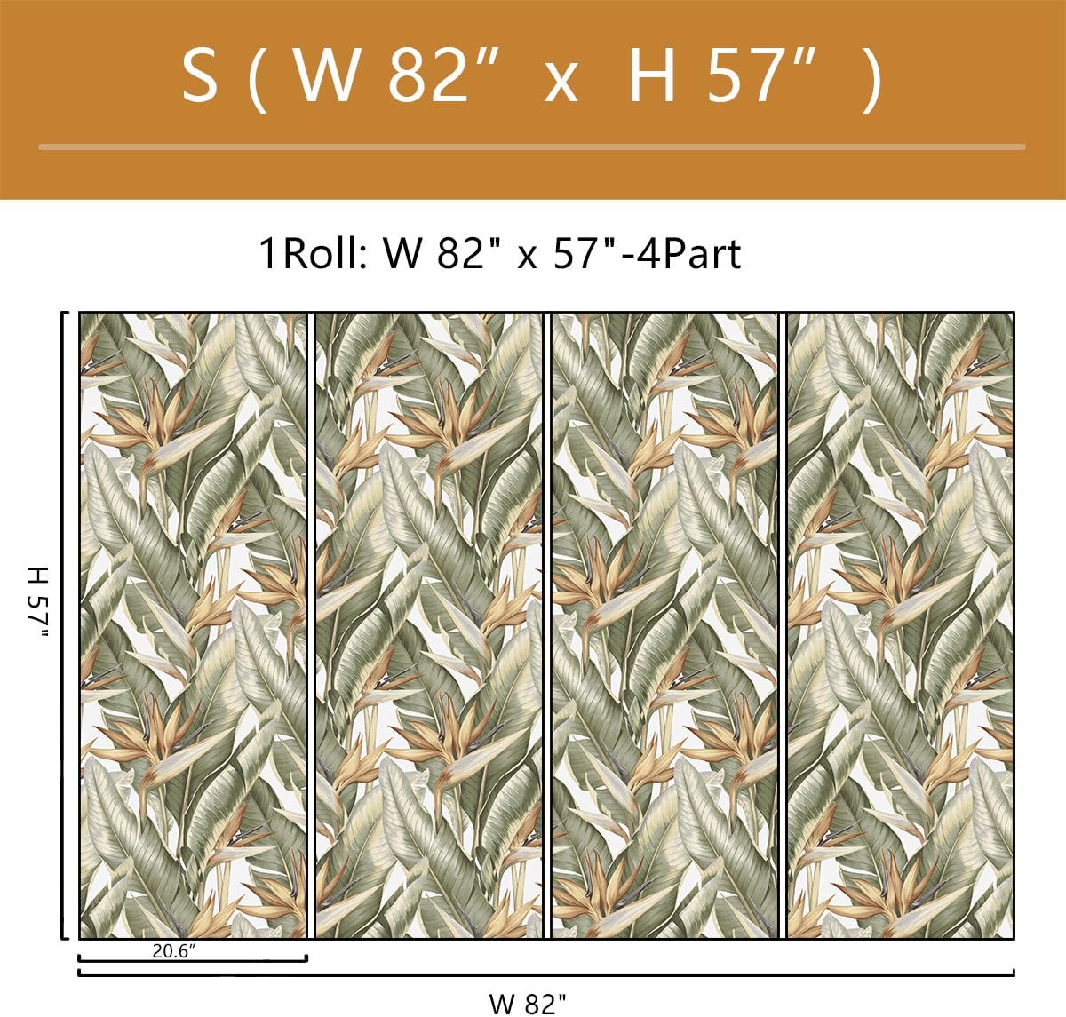 Banana Leaf Mural Wallpaper Peel and Stick for Bedrooms Bathrooms 82"x57"