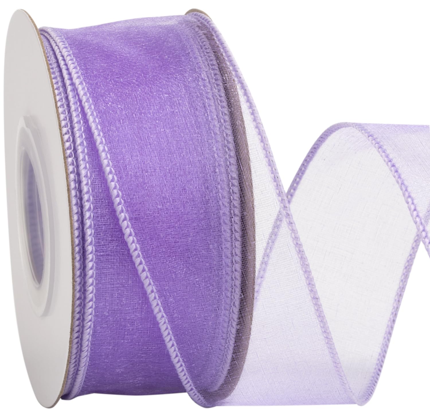 Zofrud 38mm Purple Organza Wired Ribbon – 18M Sheer Ribbon with Metallic Edge for Gift Wrapping, Bows, Floral Arrangements, Crafts, and Wedding Decorations
