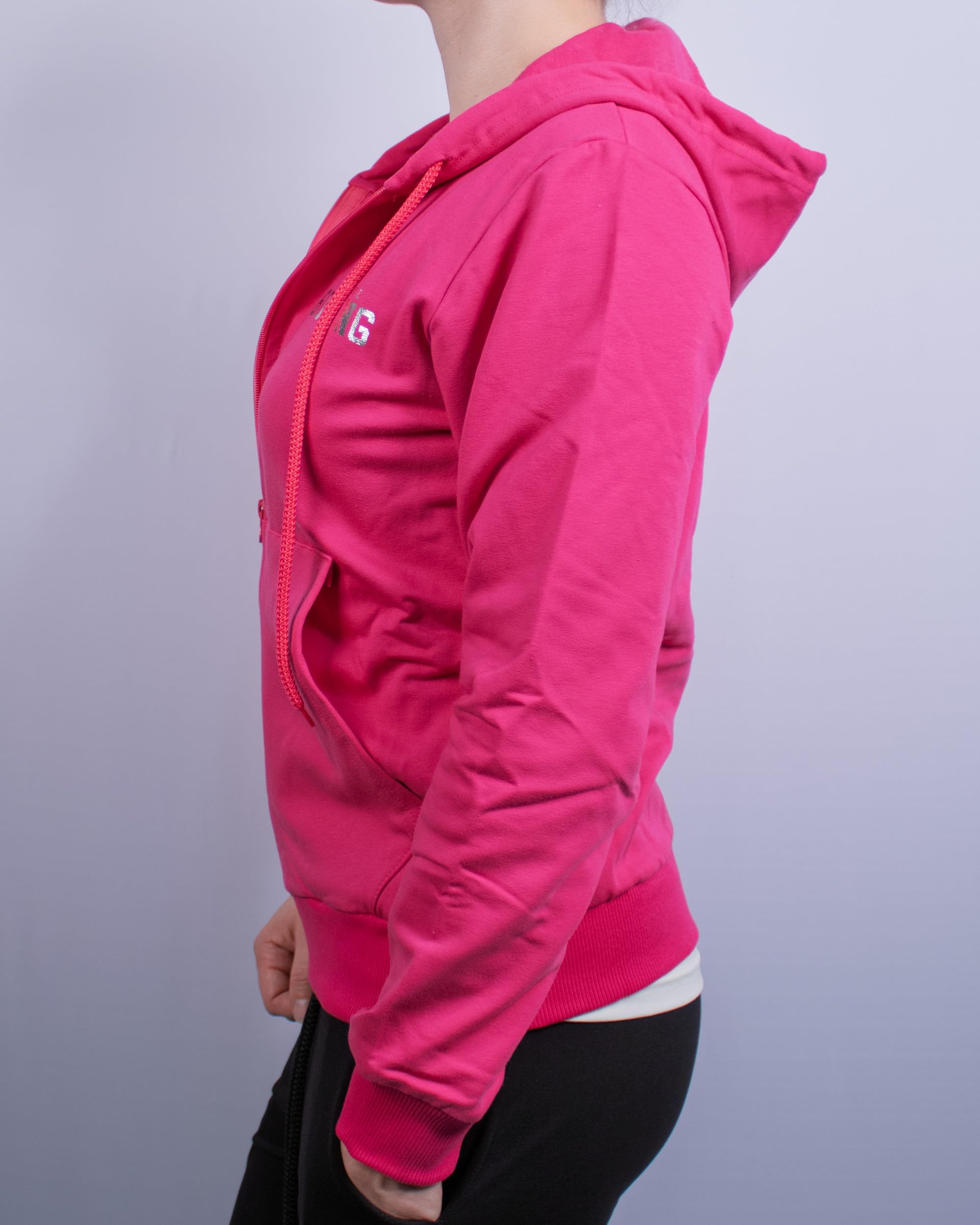 Felpa Donna in Cotone Felpato con Zip e Cappuccio, Sportiva, Casa, Palestra, Jogging, Tempo Libero XFD900Z