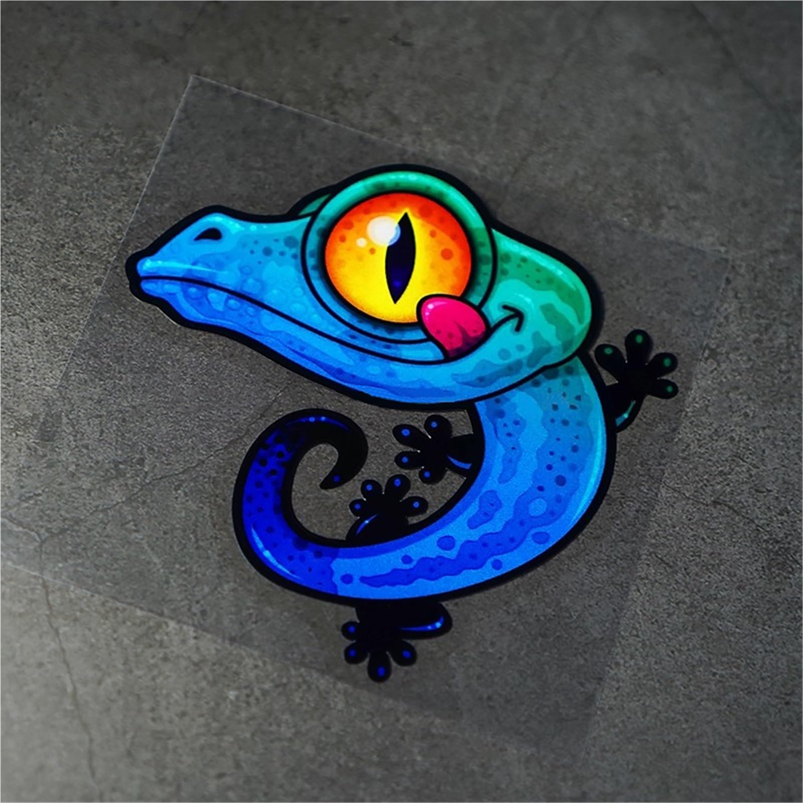 HAfgDJ 1Pc Colorful Gecko Sticker, Waterproof Decal for Motorbike, Scooter Body, Helmet Box Car Window