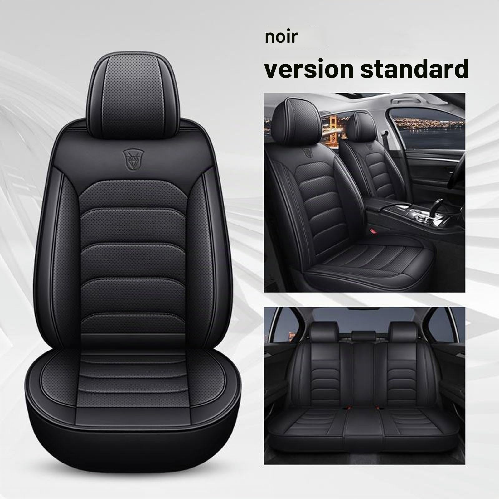 Housse Siège Voiture pour V-W ID.4 5 Pièces Set Housses siège Auto Protection Cuir Imperméable Compatible avec Airbags