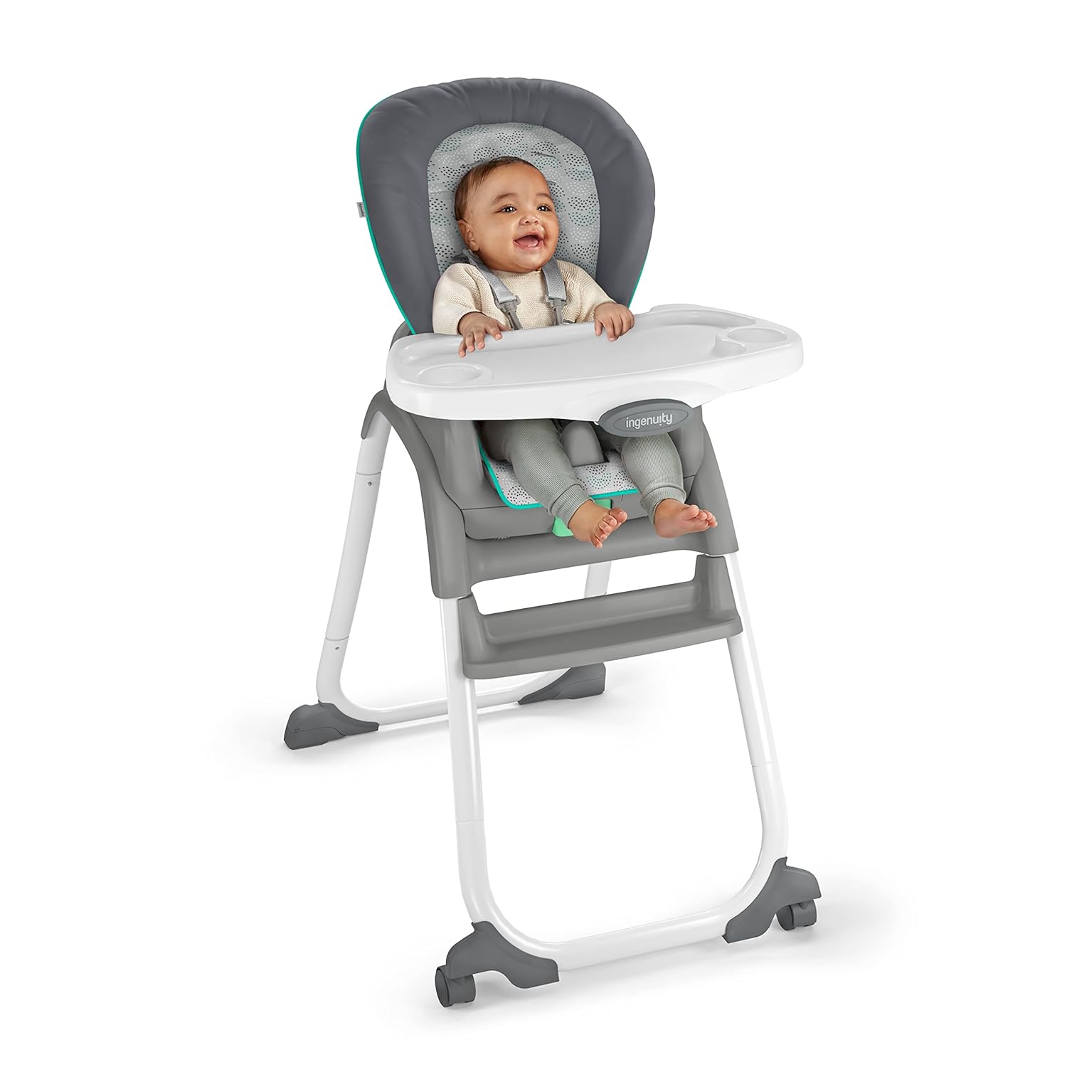 Ingenuity Full Course 6-in-1 High Chair – Baby to 5 Years Old, 6 Convertible Modes, 2 Dishwasher Safe Trays – Astro, 13108