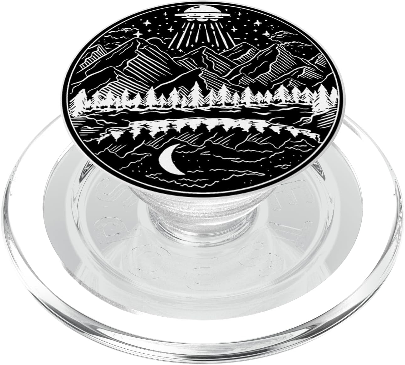 Galaxy UFO Abduction Space Astronaut Nature Lake Moon Alien PopSockets PopGrip for MagSafe