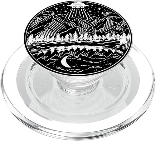Galaxy UFO Abduction Space Astronauta Naturaleza Lago Luna Alien PopSockets MagSafe PopGrip para iPhone