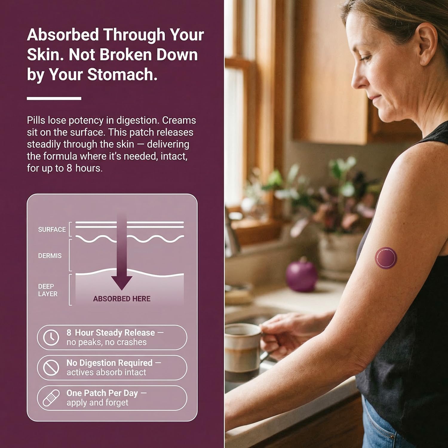 Menopause Relief Patches for Night Sweats & Hot Flashes - Natural Hormone Balance Support for Women - Herbal Perimenopause Patch with Black Cohosh & Red Clover - 30 Day Supply — Amazon image 3