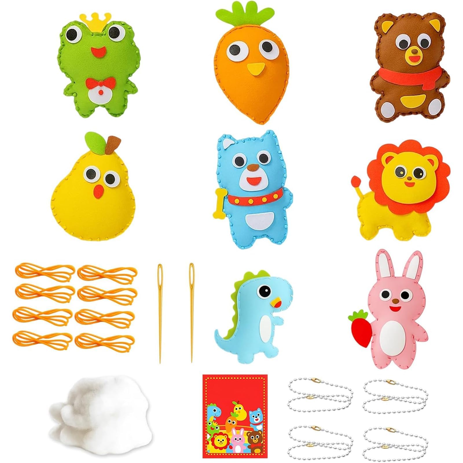 6 Pcs Sewing Kit, Educational Craft Set, Animal Sewing for Beginners, Fun DIY Educational Sewing Craft Gift with Sewing Tools