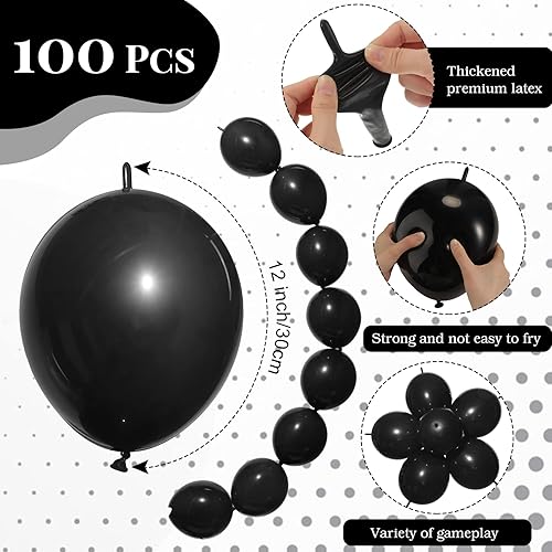 Miniatura 2 de Meanplan 100 piezas de globos de látex con enlaces rápidos, globos conectados enlazables para Halloween, Acción de Gracias, carnaval, boda,