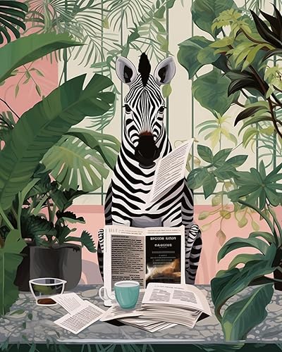 Bumbers - Divertida pintura de baño para adultos, diseño de cebra, periódico, pintura por números, pintura acrílica, lienzo, decoración de cocina, disponible en Yaxa Costa Rica