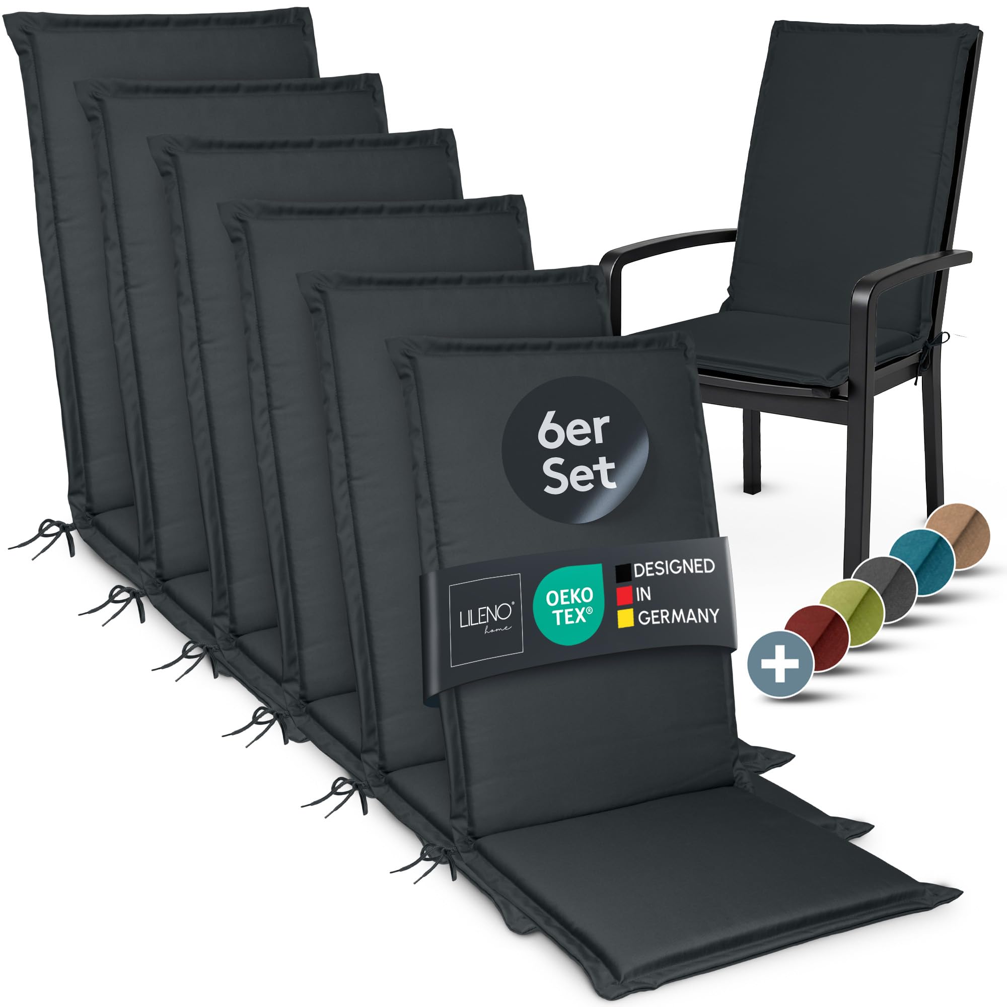 LILENO HOME Gartenstuhl Auflagen Bequeme Liegen als Sitzauflagen für Gartenmöbel - Stuhlkissen für Gartenstühle und Klappstühle Miami
