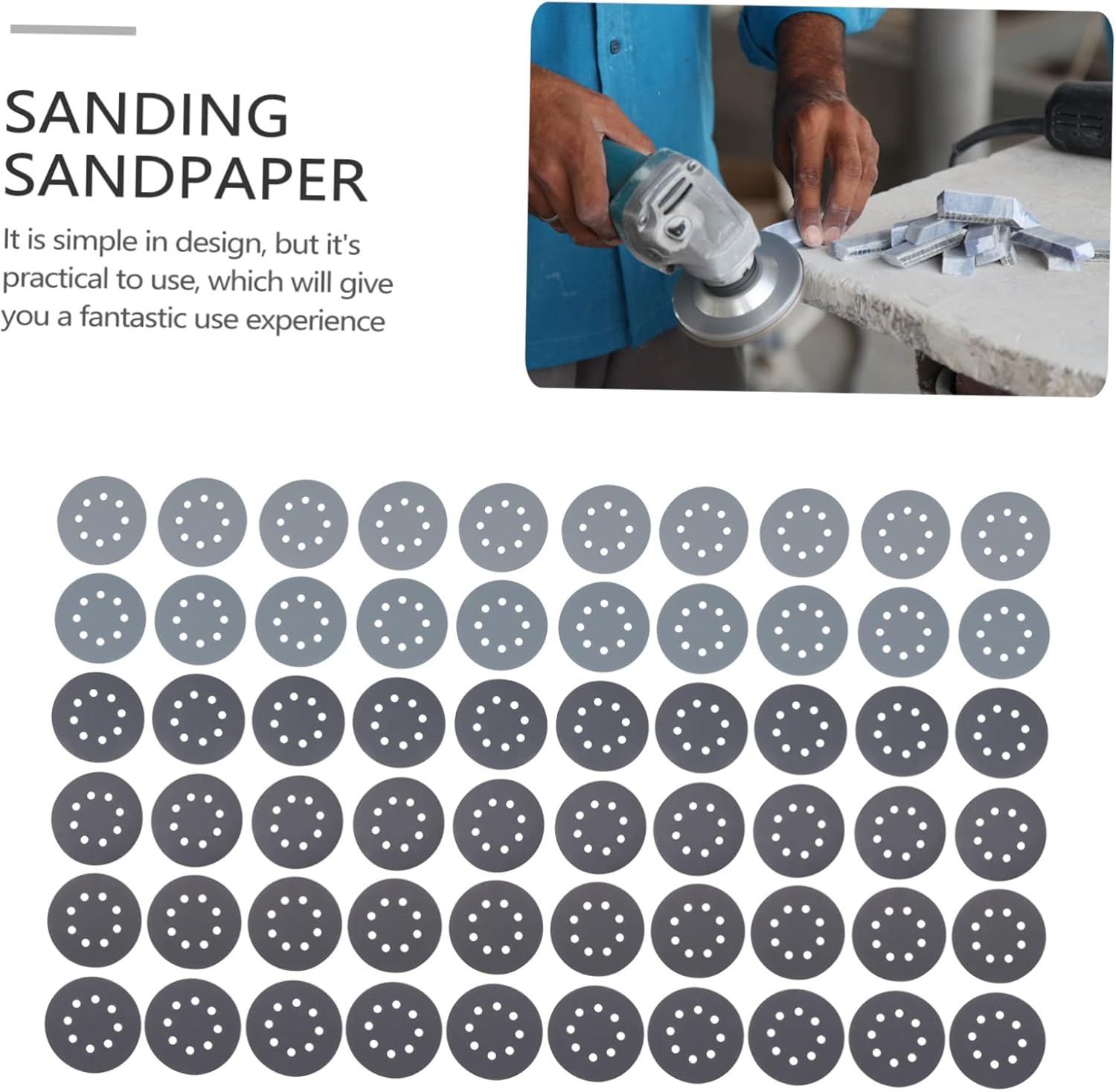 Sandpaper,1set Sandpaper Grit Polishing Orbital Sander Pads Fine Sanding Silicon Carbide 60sheets