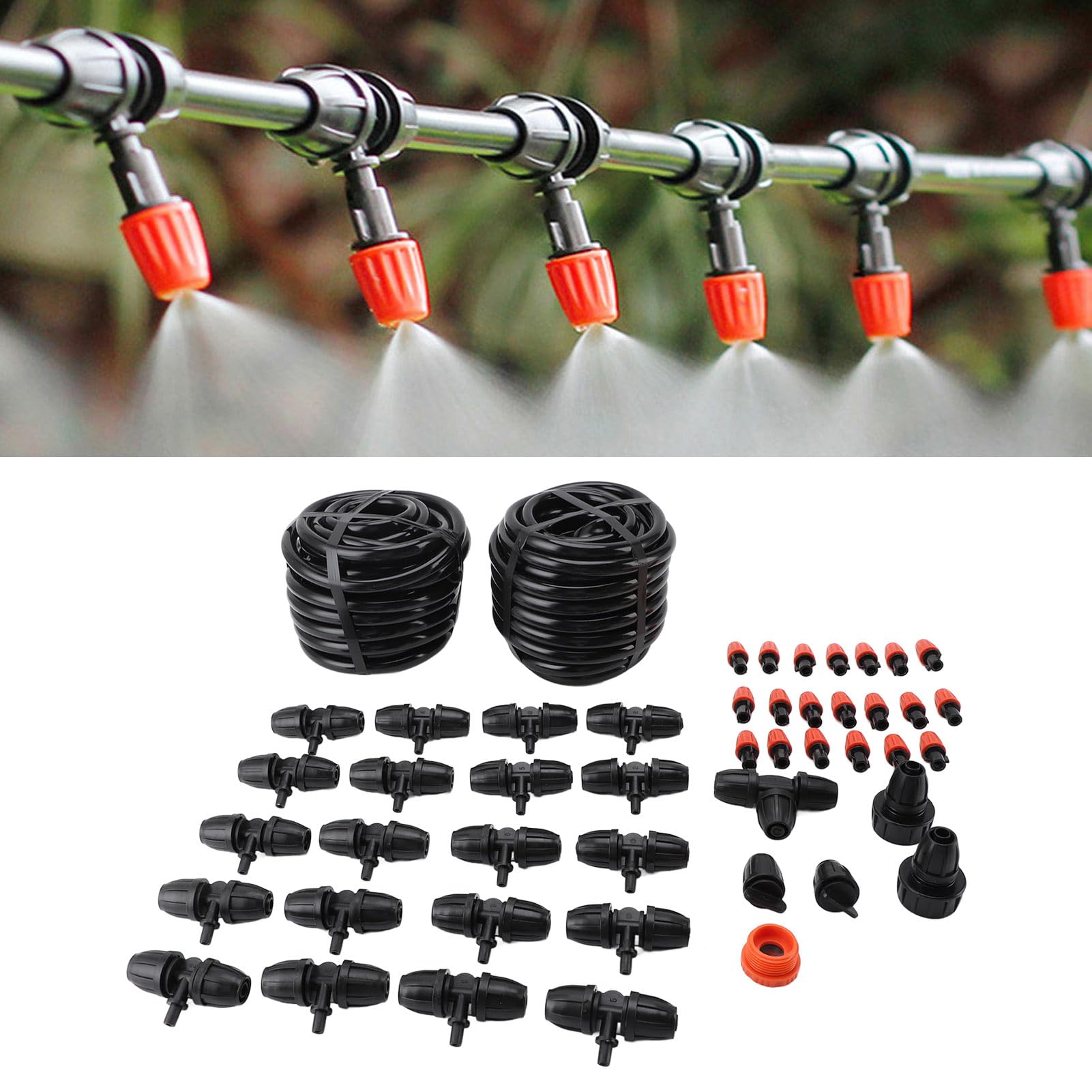 Kit di Irrigazione a Goccia, di Irrigazione per Piante con Tubo da 8/12 65,6 Piedi e Connettore Rapido, Attrezzatura di Irrigazione Automatica per Serra da Giardino, Aiuola
