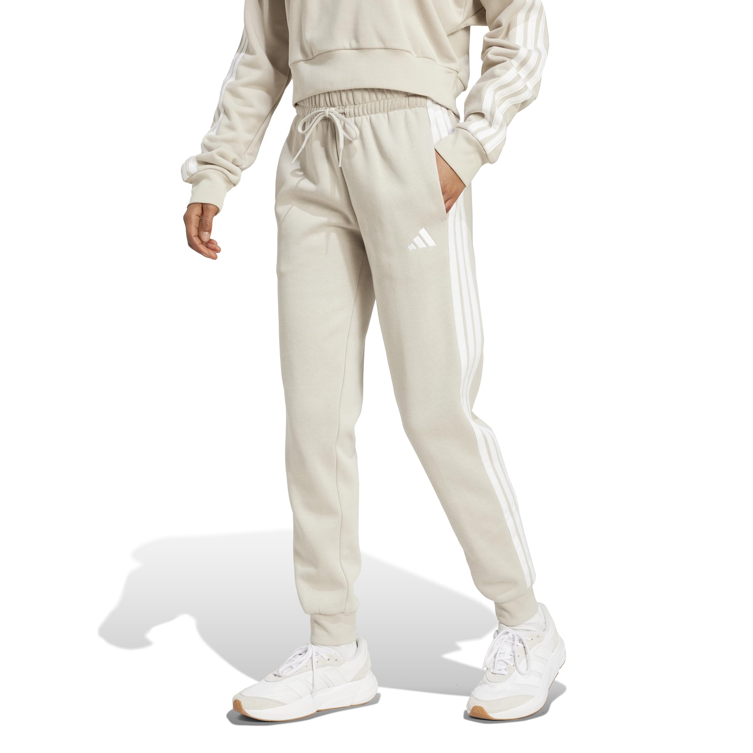 adidas Mujer Essentials 3-Stripes Fleece Slim Pants