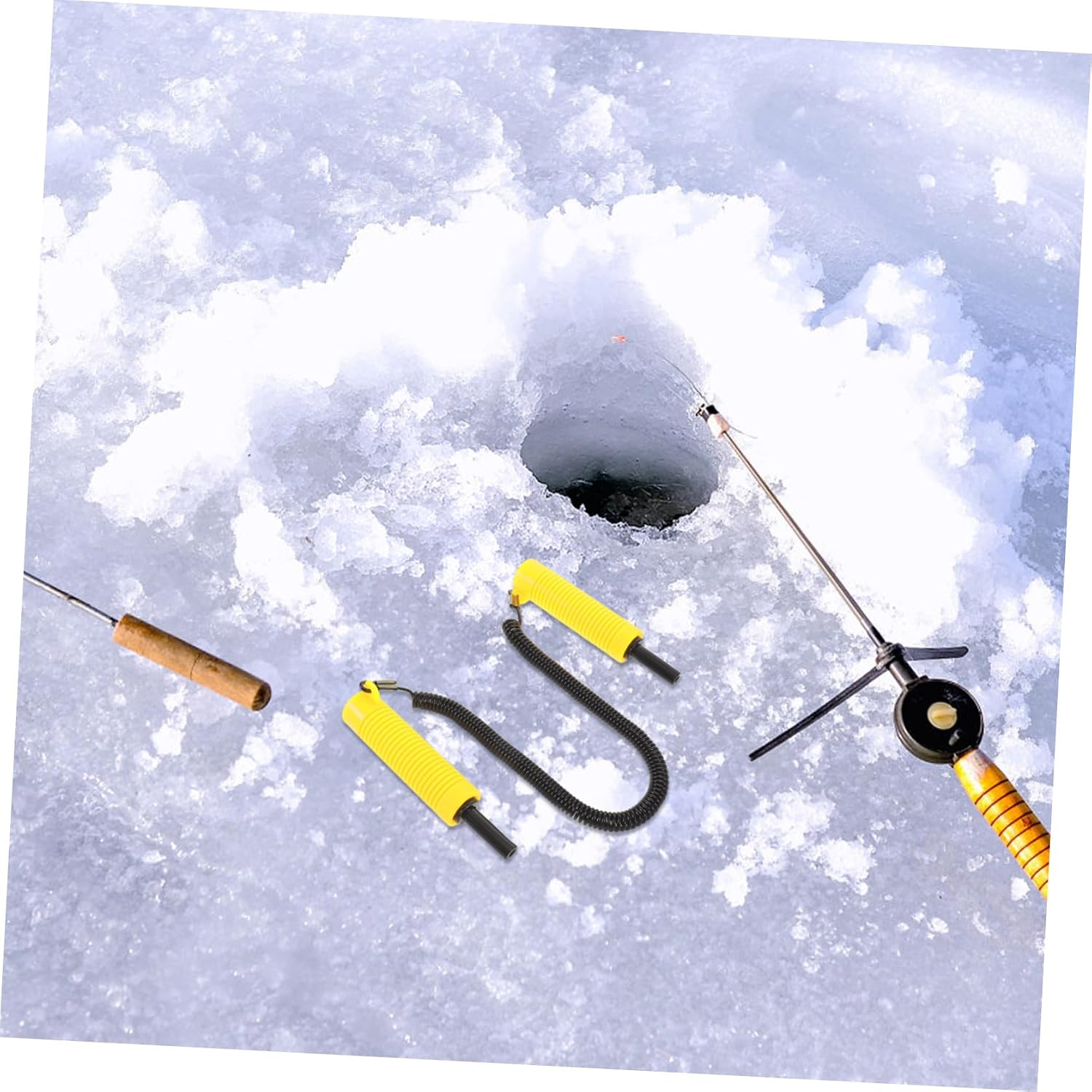 Retractable Ice Pick Safety Spike Ice Chopping Tool with Flexible Lanyard Yellow Emergency Equipment for Outdoor Winter Skating