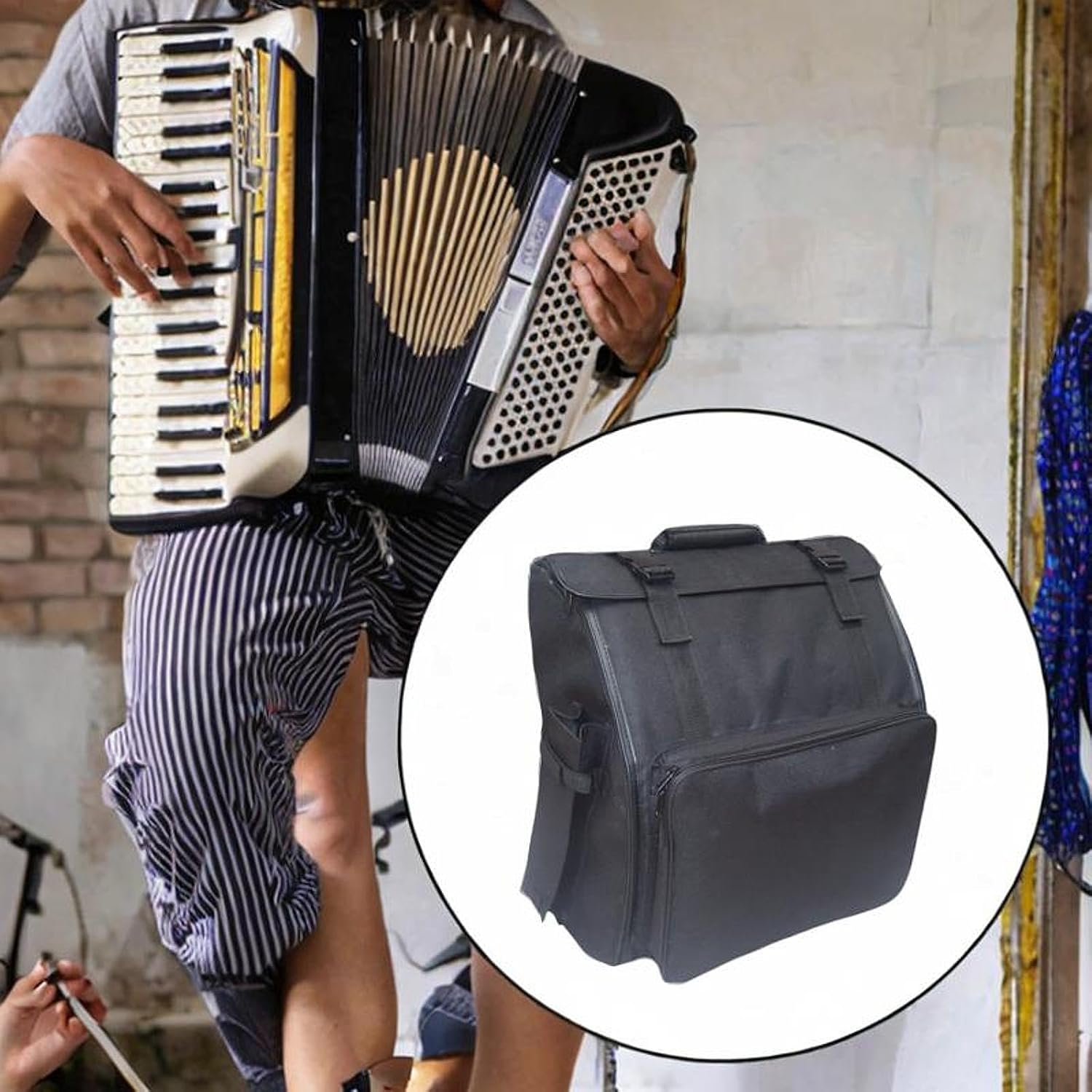 DYNWAVE Piano Accordion Case, Accordion Gig Bag and Wheels, Shockproof Accordion Storage Bag, Accordion Carry Case for Trips, 96 Bass