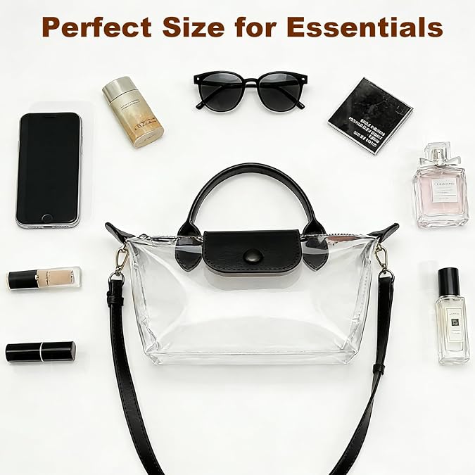 Clear Bag for Stadium Events, Small Crossbody Purse for Concerts, Sports Events World Cup, Durable Waterproof