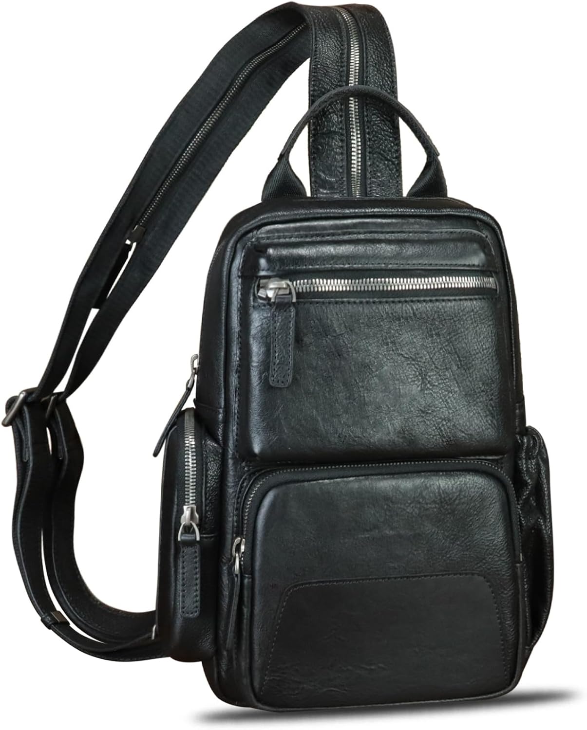 Genuine Leather Sling Bag for Men and Women Leather Sling Backpack Purses Crossbody Bag Chest Bag Shoulder Bag Fanny Pack