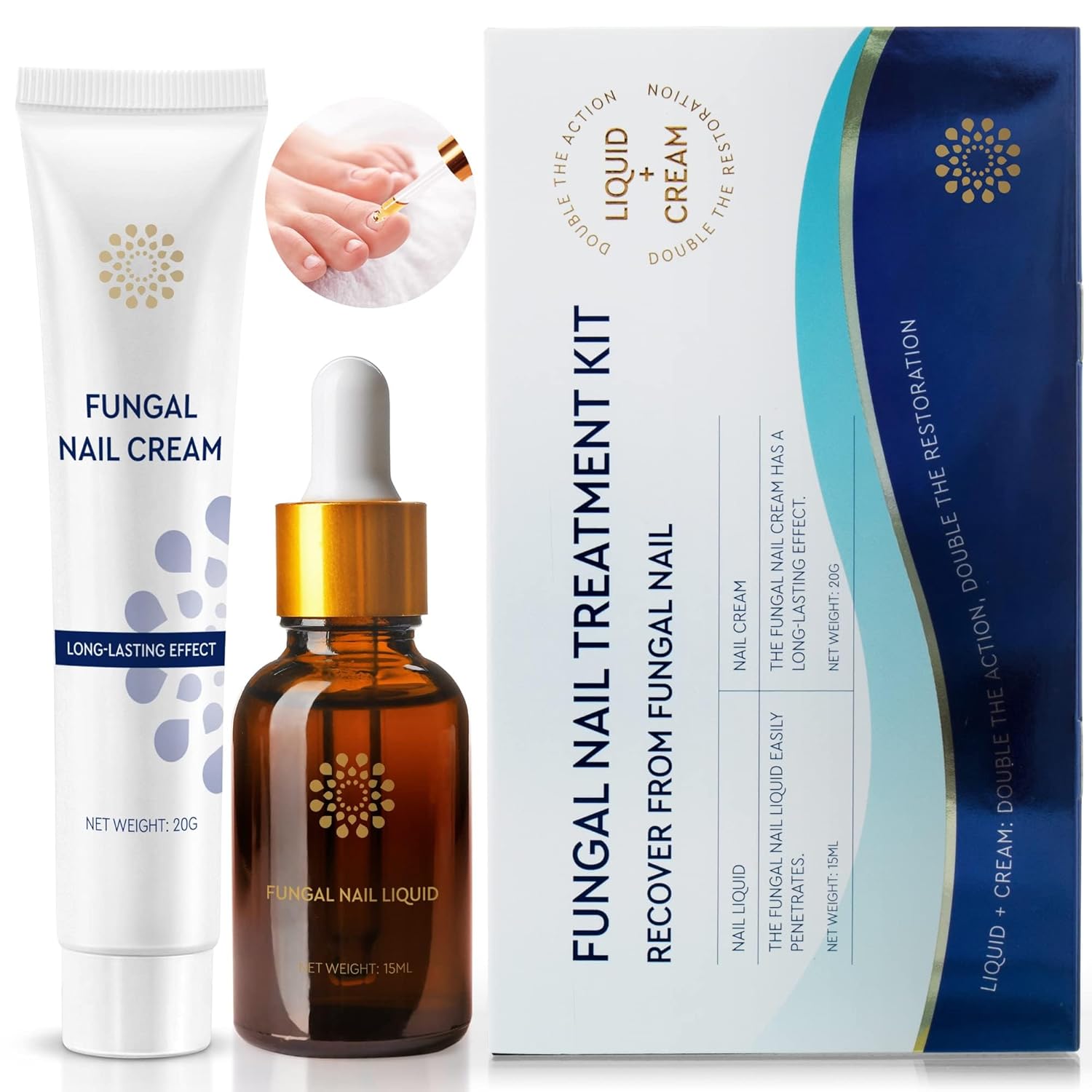 Toenail Fungus Treatment Extra Strength: Nail Fungus Treatment for Toenail and Fingernails - Fungus Nail Treatment Liquid 15ML and Anti-fungal Nail Repair Cream 20g Plant Extract Ingredients