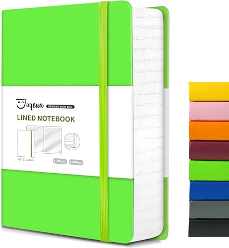 JOYEUX Cuaderno rayado, diario de 360 páginas para escribir, cuaderno de rayas universitarias A5, cuadernos de tapa dura de cuero grueso para el