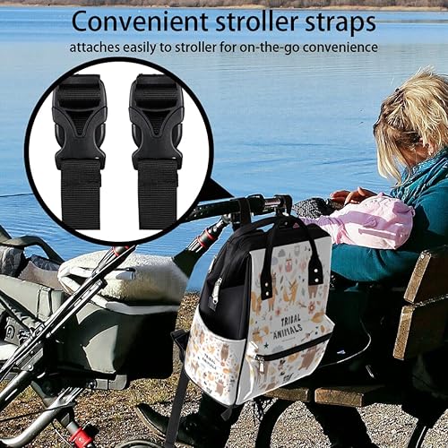 Miniatura 5 de cfpolar Diaper Bag Backpack Cute Bohemian Animal Maternity Newborn Baby Changing Bags Large Baby Bags for Moms Dads Waterproof Travel Back Pack with