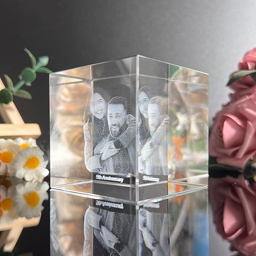 Miniatura 2 de Foto de cristal 3D, marco de fotos cuadrado personalizado de cristal, grabado personalizado con tu propia foto, regalo personalizado de aniversario,