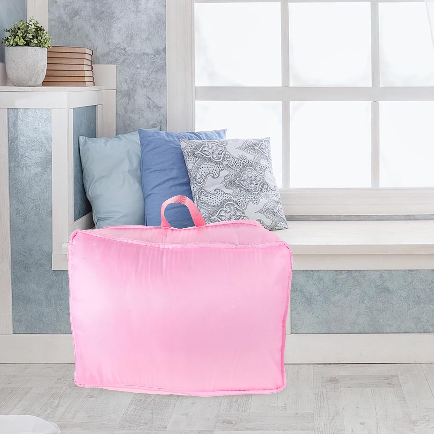 KICHOUSE Large Capacity Compression Storage Bag for Clothes down Jackets, Travel Friendly Cloth Material Clothes Protection Bag, for Moving and Wardrobe Organization, Pink image 5