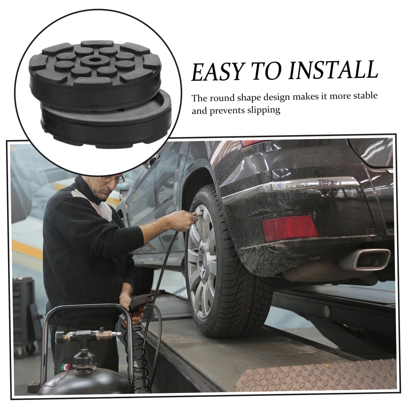 ABOOFAN 4 Set Tampone Gomma Per Sollevatore Auto Adattatore Jack Antiscivolo Resistente Protezione Telaio E Pavimento Riduce E Graffi Per Martinetti E Sollevatori 2 Pezzi*4