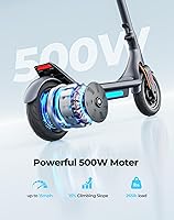 Vista 7 de Patinete eléctrico, scooter eléctrico para adultos de 500 W, 31 millas de largo alcance, neumáticos sin cámara de 10 pulgadas, scooter E de 15.5 mph