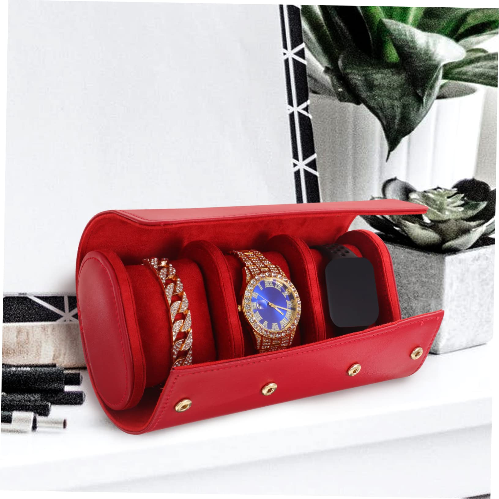 COLLBATH Porta Orologi A Rotolo Custodia Per Orologi in Pelle Scomparti E Cuscini Per Protezione E Separazione Completa