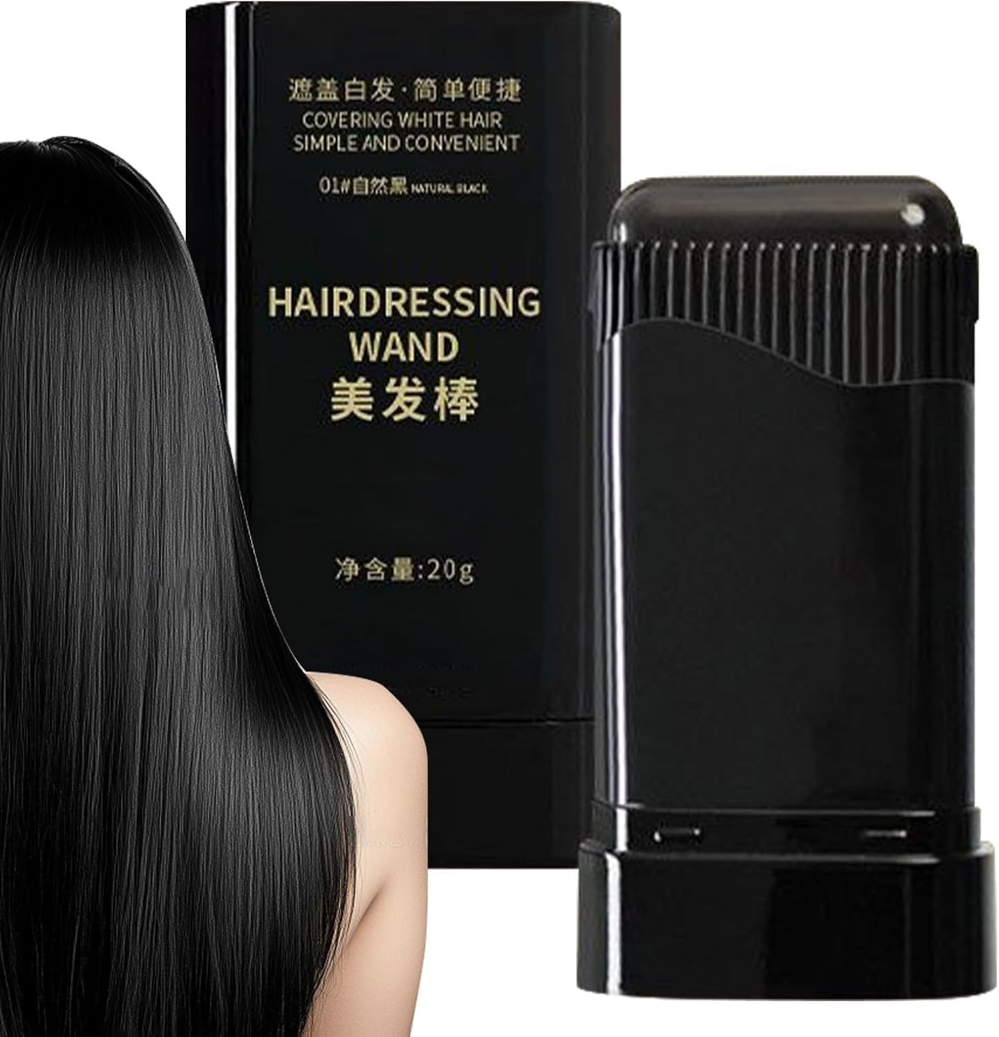 Hair Dressing Wand Black for Men & Women | Hair Color Touch Up Stick with Applicator Brush | Instant Grey Hair Cover Hairdressing Wand | Portable Hair Dye Comb for Flyaway & Root Touch Up-image-16