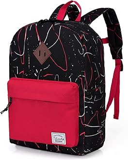 VASCHY Preschool Toddler Backpack, Little Kid Small Backpacks for Kindergarten Children Boys and Girls with Chest Strap in Black Red