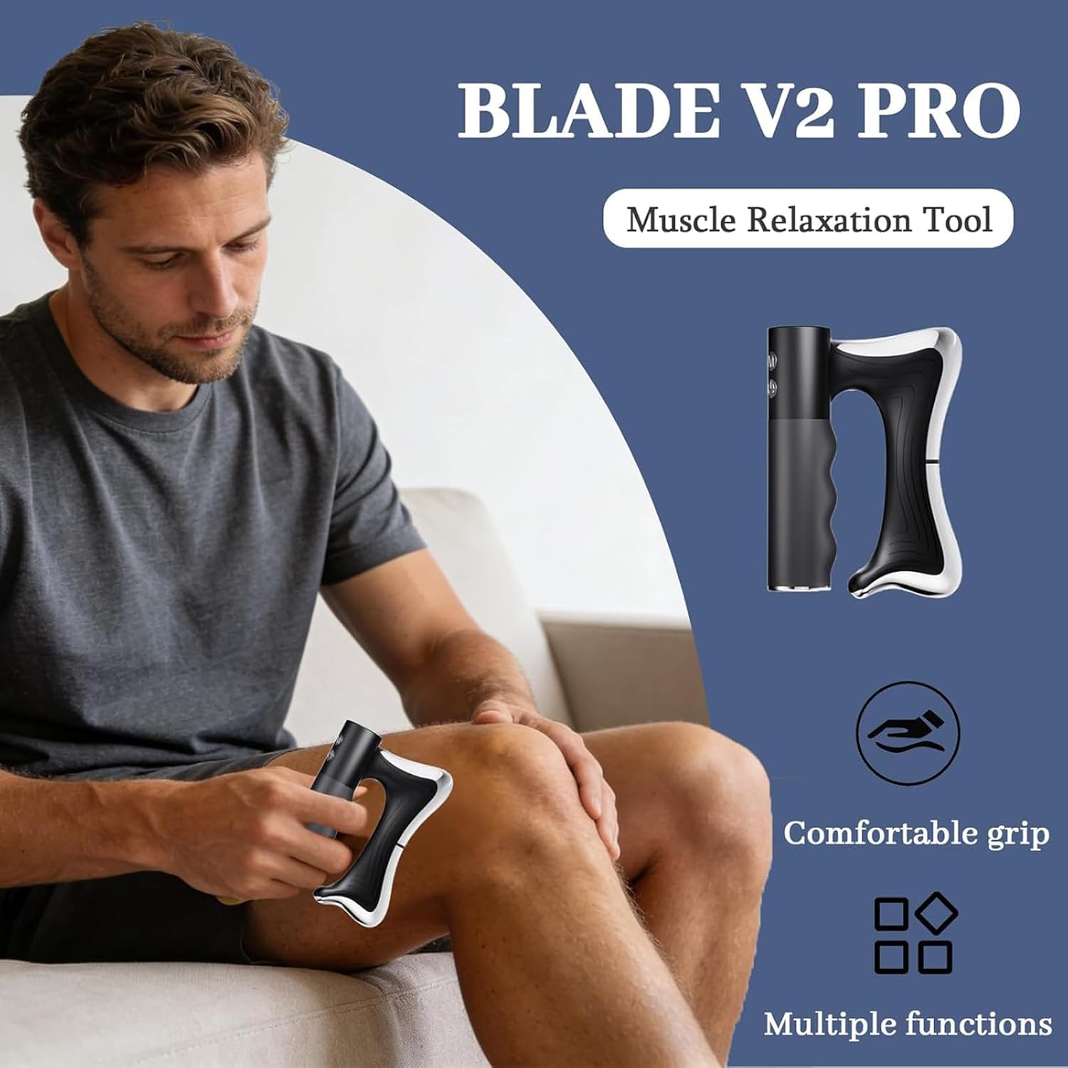 Muscle Relaxation Tool, Massage Scraper & Massager, Features Three Modes Levels, with Led Display, for Whole Body (Black) - Image 2