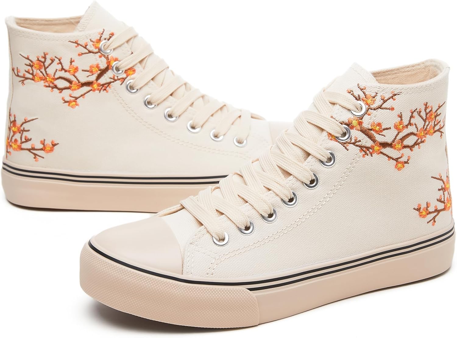 Iarus High Top Sneakers for Women White Canvas Comfortable Shoes for Women Walking Casual Sneakers Tennis Shoes