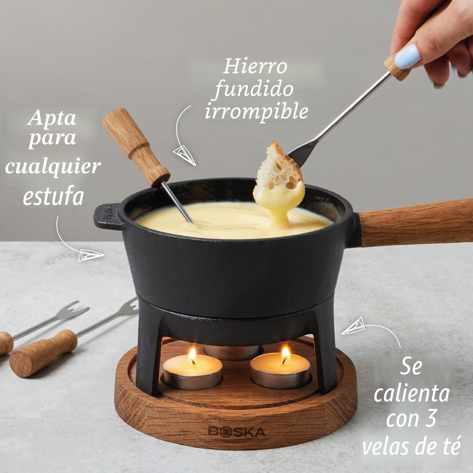 Boska Set de fondue Pro S - Por 350 gramos queso derretido - 700ml