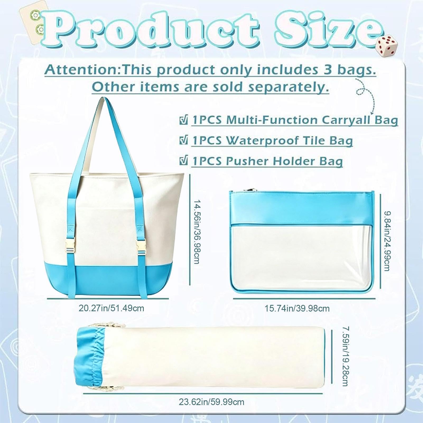 Borsa per schede Mahjong, set portatile, protezione impermeabile, blu