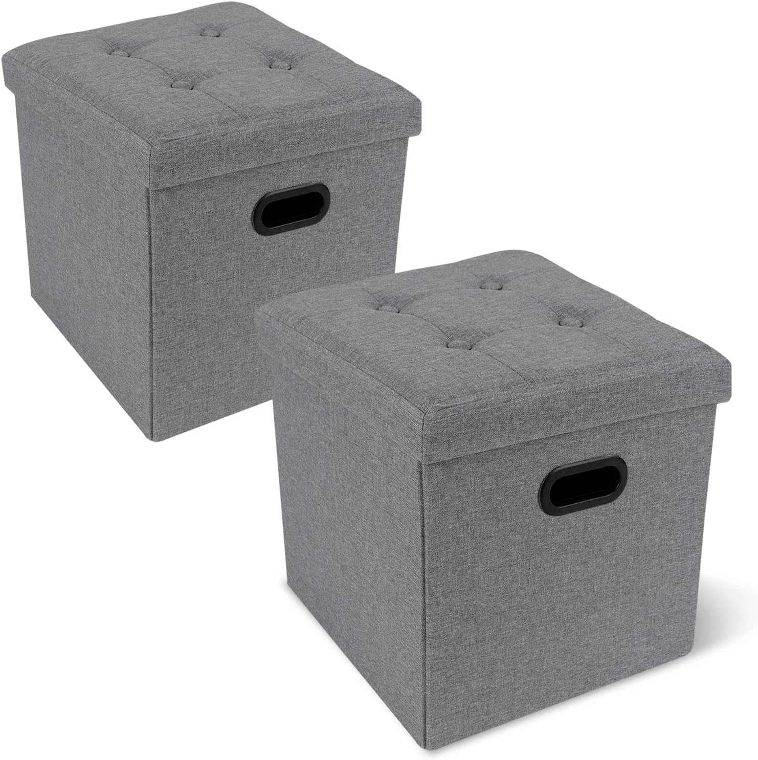 Folding Storage Ottoman Cube,Liene Fabric Ottoman