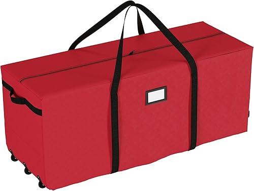 Bolsa de almacenamiento prémium Elf Stor para árbol de Navidad bolsa con ruedas Tela Rojo L