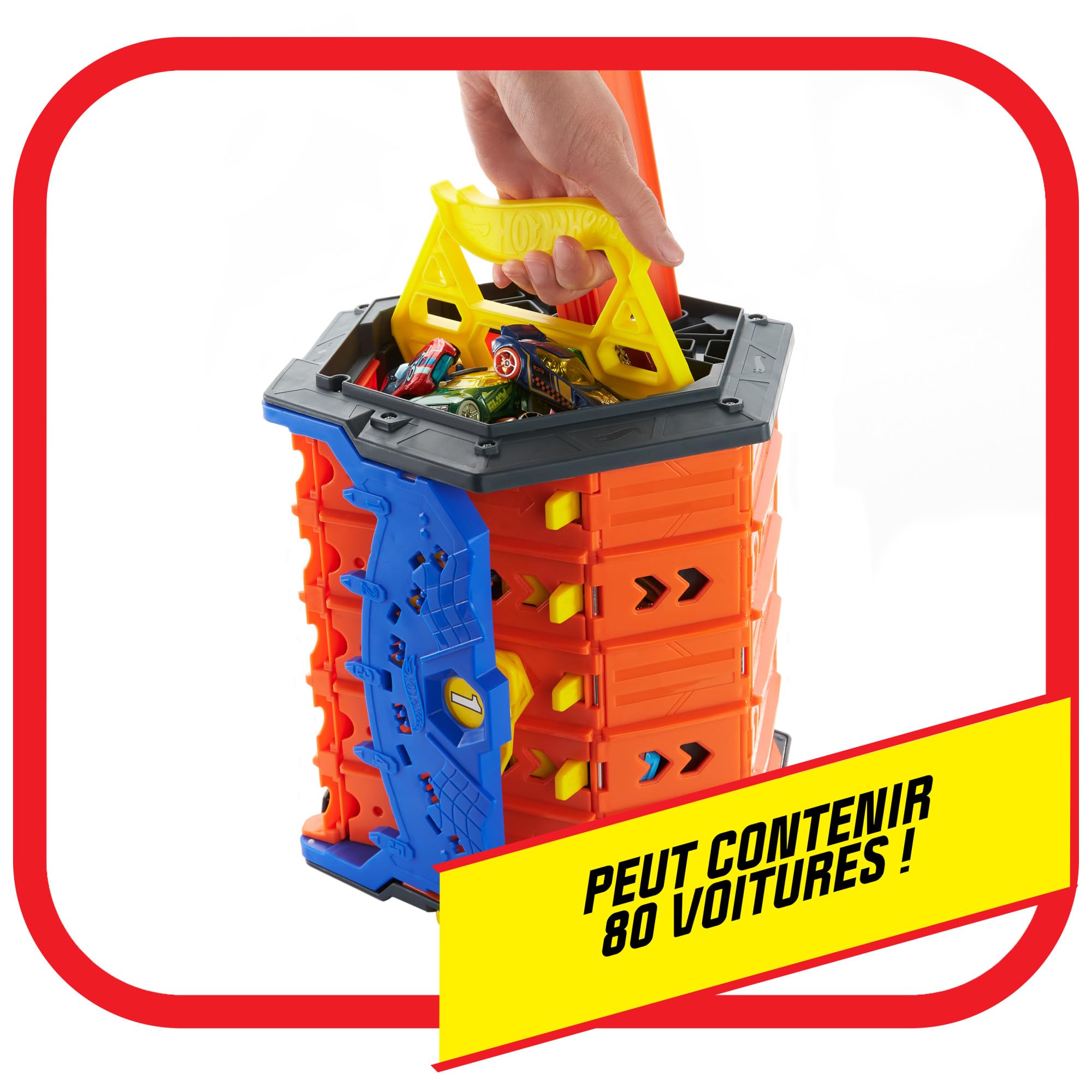 Hot Wheels Action Piste Coffret Transportable à 5 Voies, à connecter avec Circuit et Pistes, Voiture Incluse, Emballage fermé, Jouet pour Enfant, HGK41