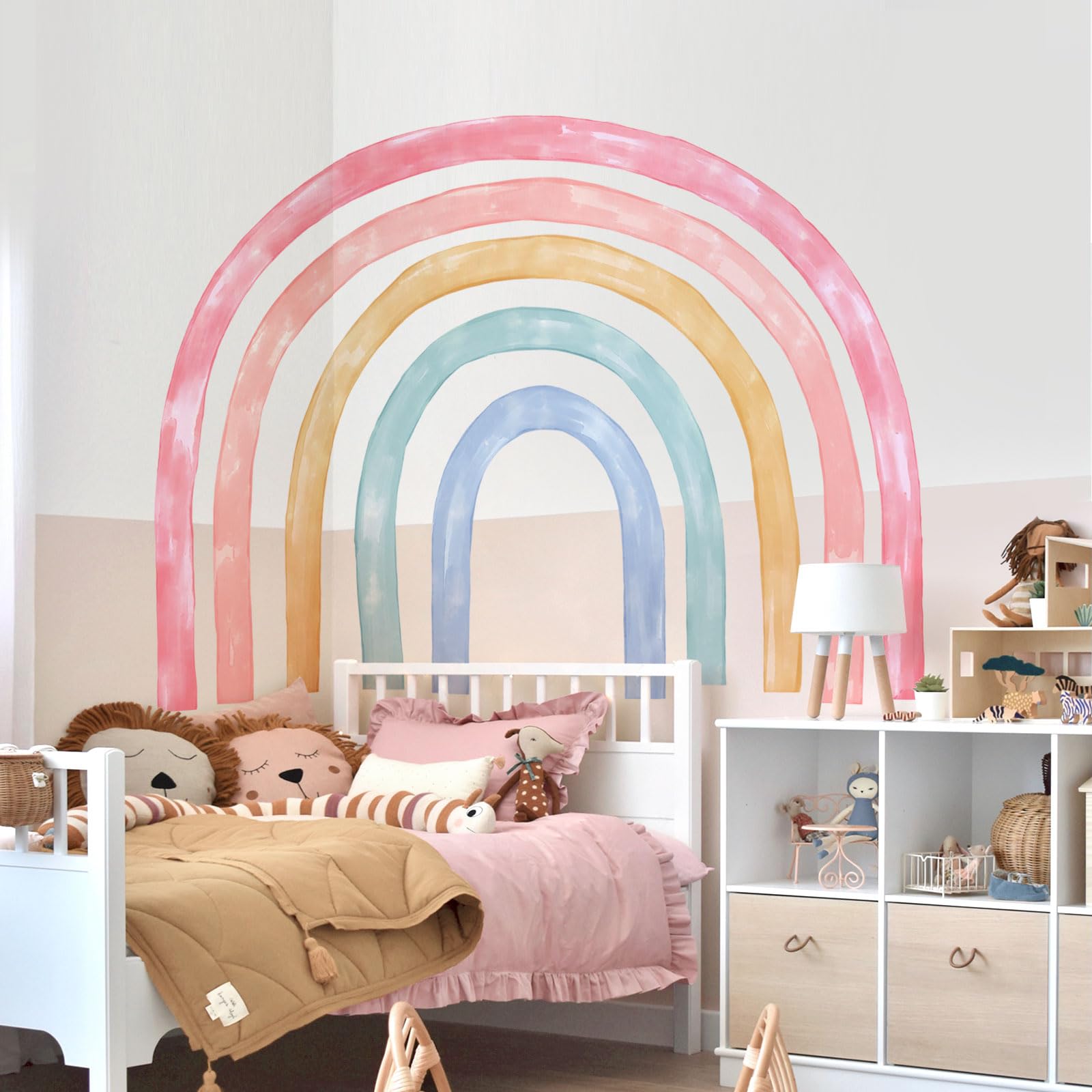Supzone 56"x43" Large Rainbow Wall Stickers for Girls Watercolor Rainbow Wall Decals Peel and Stick Vinyl Wall Art Decor for Kids Bedroom Nursery Living Room Playroom - Image 3