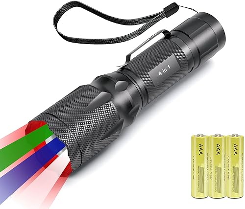 Miniatura 8 de Linterna roja mejorada, blanco brillante y opciones de luz roja de alta y baja potencia con memoria, lente de zoom, linterna pequeña LED portátil