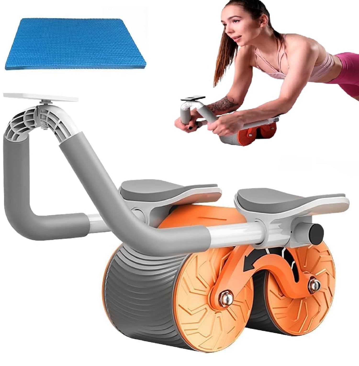 SELLASTIC Ab Roller Wheel, Automatic Rebound 2 in 1 Abs Workout, Abdominal Core Strength Muscle Training for Men Women, Plank Exercise Workout Equipment Trainer with Phone Stand for Home Gym Fitness