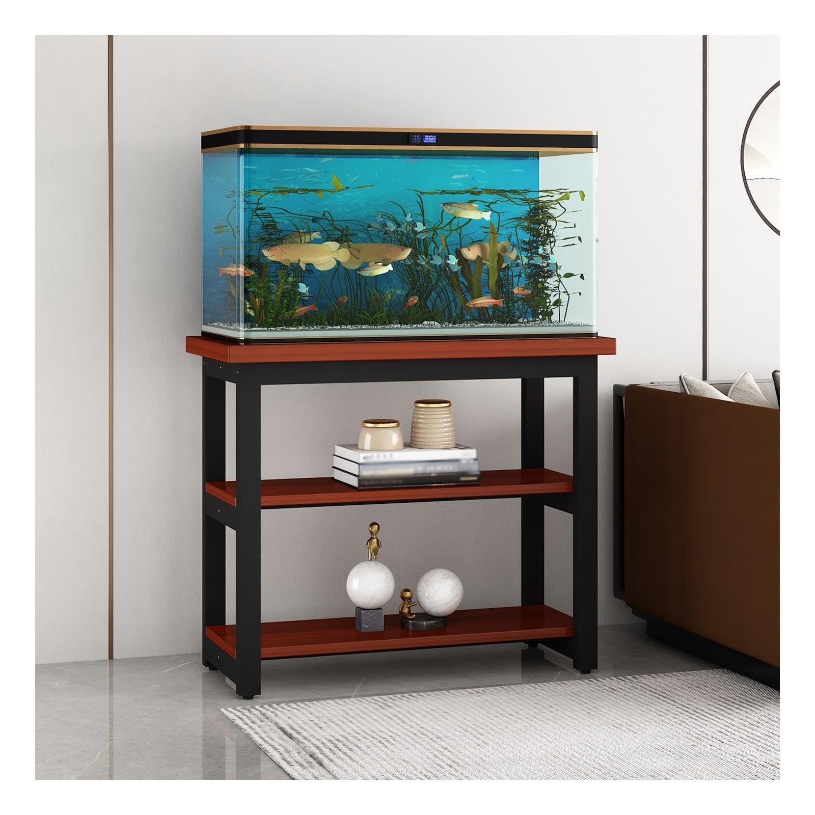 Tavolo per Acquario, Supporto per Acquario | Scaffale a 3 Ripiani, Portata 200 kg, Piedini Antiscivolo, Facile da Montare(Black C,60x40x70cm/24x12x28in)