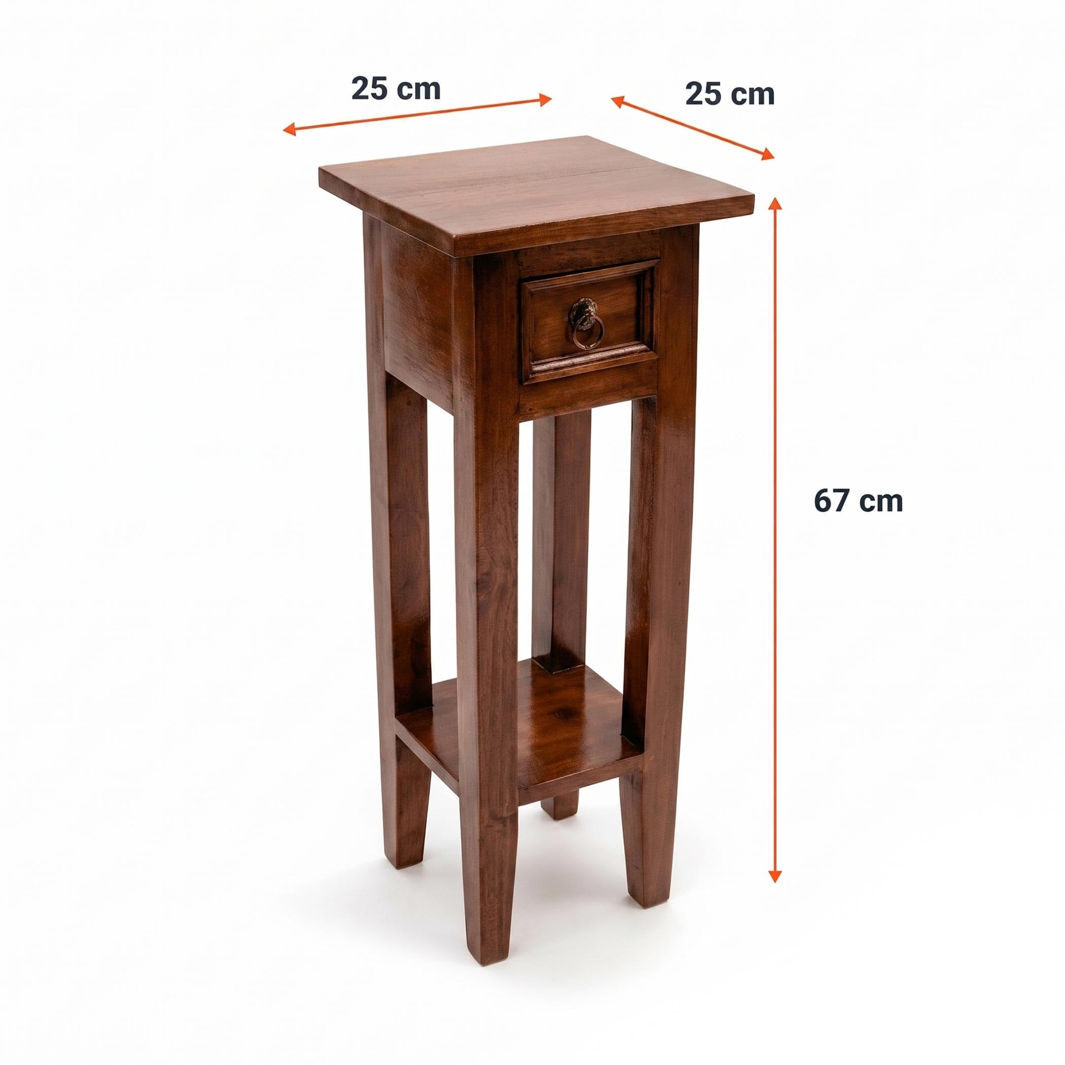 Spetebo Tavolino in mogano con cassetto 67 x 25 cm – marrone – tavolo per telefono vintage in legno
