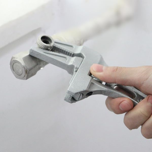 Chiave da bagno con manico corto ad arco, grande apertura, chiave regolabile per tubi idraulici staccabili, chiave a bussola multifunzione e chiave per tubi, argento - 5