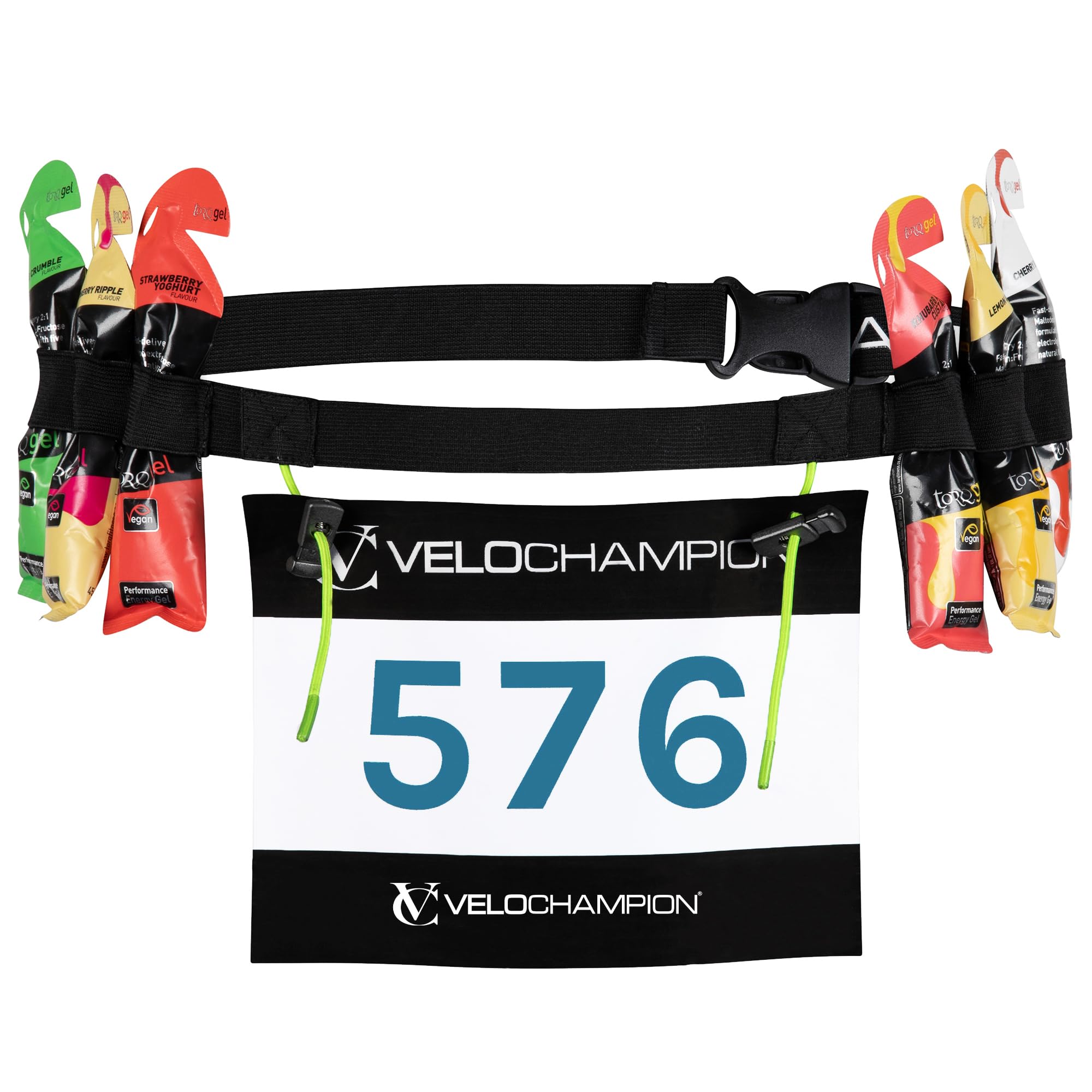 VeloChampion Running Waistpack Belt – Elastic Stretch Fit for Triathlon, Marathon, Cycling & Race Number Holder