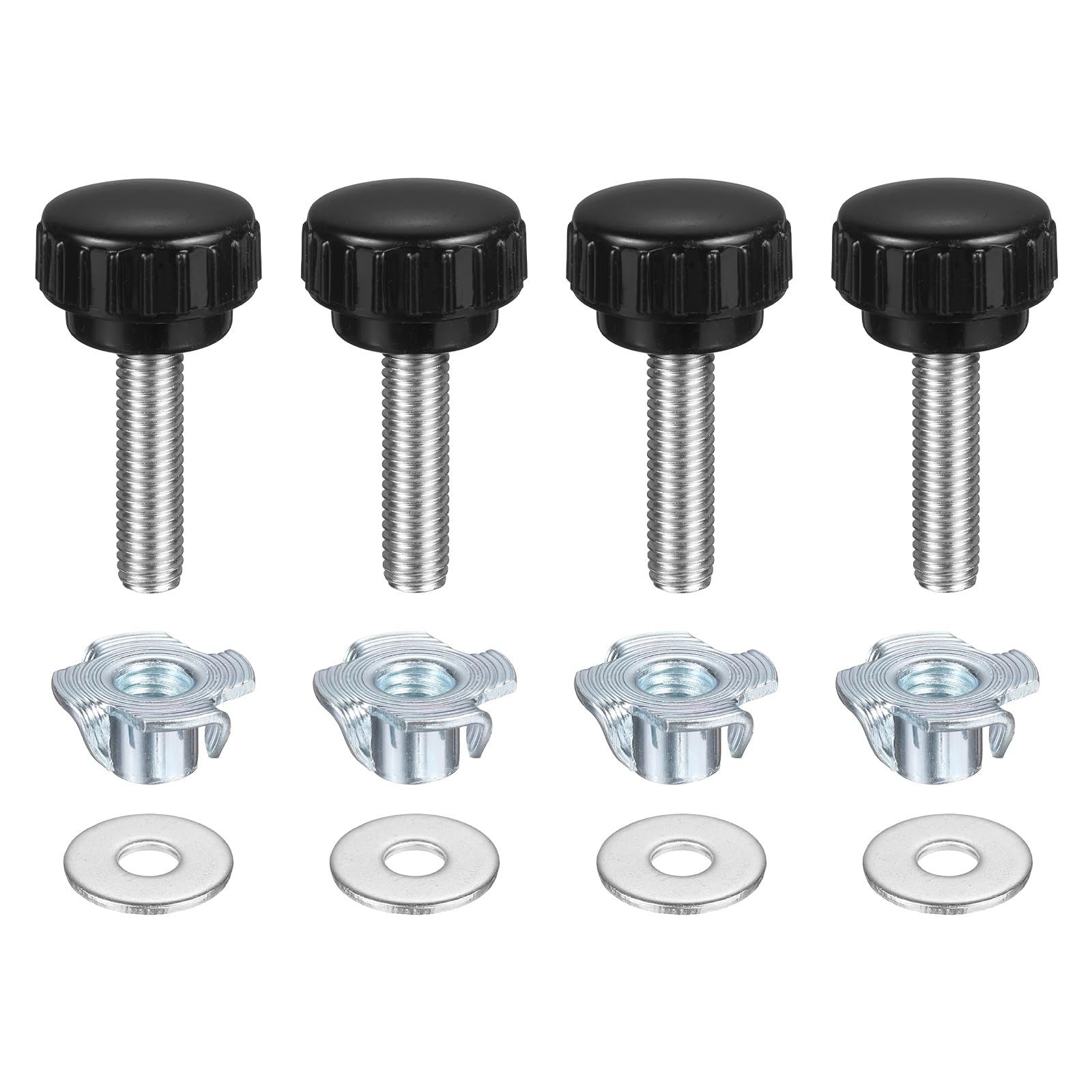 sourcing map 4 Sets Knurled Clamping Knobs with Washers & T-Nuts,M8 x 30mm