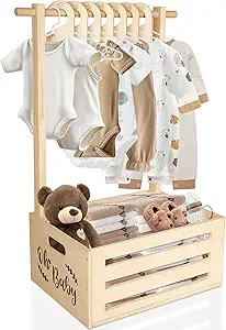 Wooden Baby Crate Closet - Baby Decorations Storage Crate with Handle - Pregnancy Gifts for New Parents