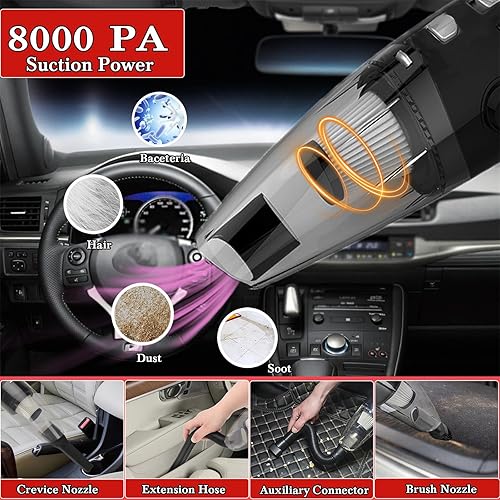 Miniatura 2 de GASLIKE Kit de limpieza de automóvil de 59 piezas, juego de cepillos para detalles de automóvil con aspiradora de automóvil, kit de detalles para el