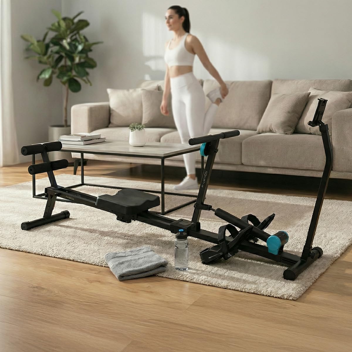 Cecotec Rameur Hydraulique Drumfit Rower CompactROW. 12 Niveaux de Résistance, Poids jusqu'à 110 kg, Renforce Les Bras, Le Dos et Améliore la Résistance Cardiovasculaire