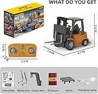 Vista 6 de cxjoigxi Mini carretilla elevadora RC, juguetes de camión carretilla elevadora 1/64 recargables, aplicación y control remoto, 2 en 1 transformable